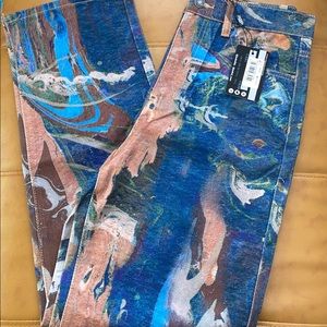 Jaded London abstract printed galaxy fit jean